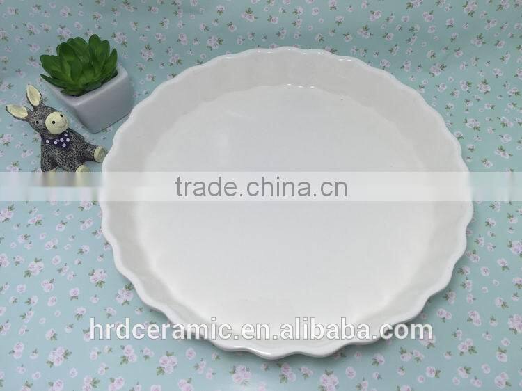 Stocked high quality round beautiful porcelain plate ceramic soup dish