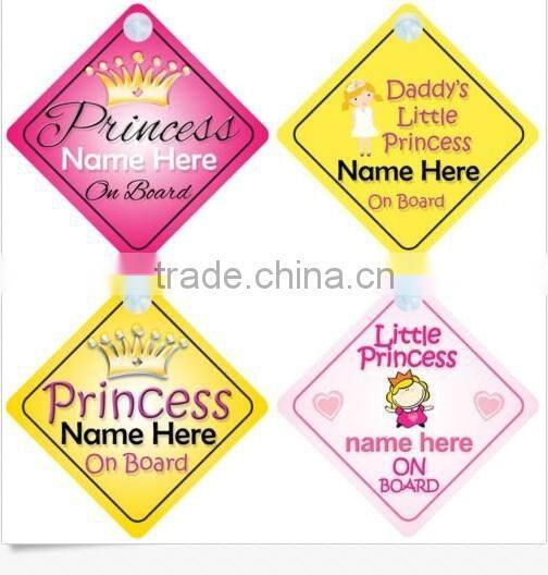 Princess on Board Personalised Girl BabyChild Car Sign - Choice of designs!