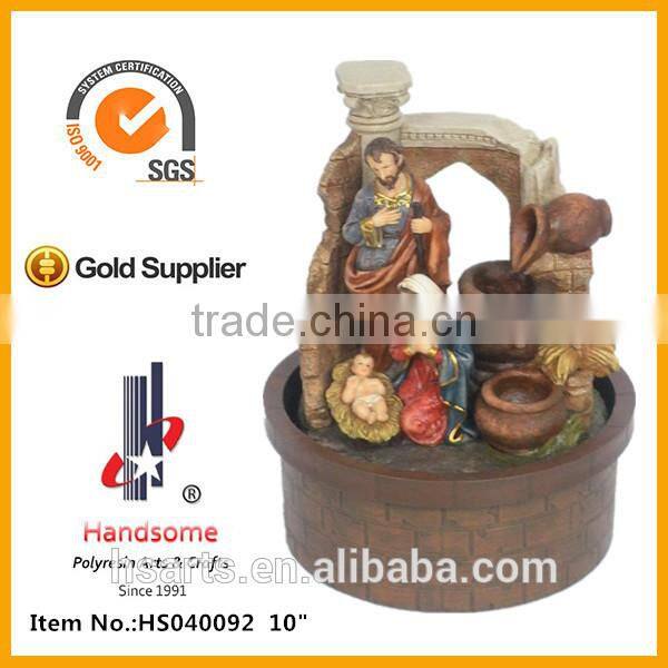 14.5 Inch New Design Holy Family Resin small decorative indoor water fountain
