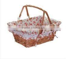 flexible handle wicker basket with liner