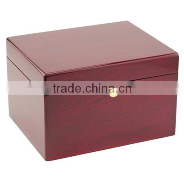 Practical natural oak wooden urn for ashes with locker