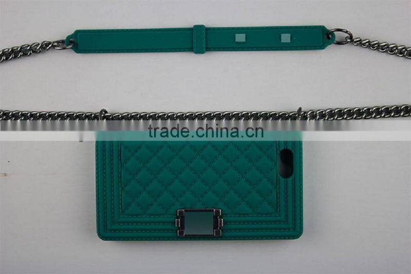 silicon women phone wallet phone case phone bag with Stainless Steel Chain