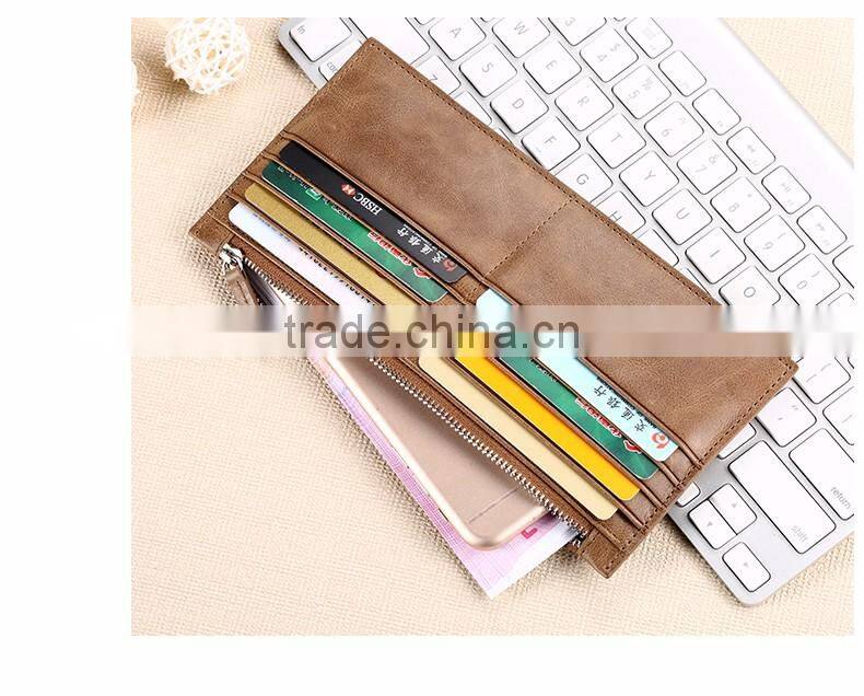 top cowhide leather tan color rfid blocking men zipper card holder wallet