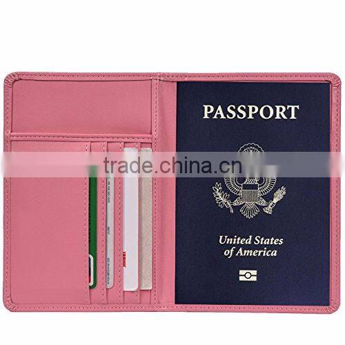 RFID Passport Holder, Cowhide Leather RFID Blocking Passport Case Cover Holder