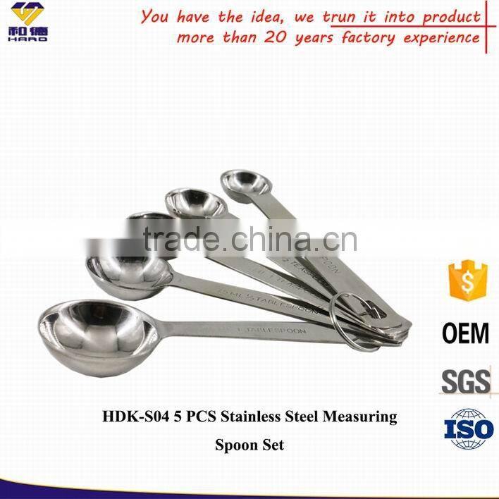 Dongguan Factory Supply 5 PCS Custom Stainless Steel Measuring Spoon For Sale