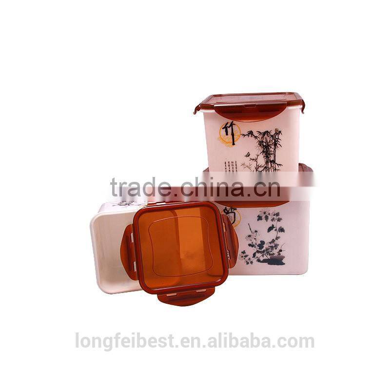 3pcs chinese style Plastic Airtight Preserving container
