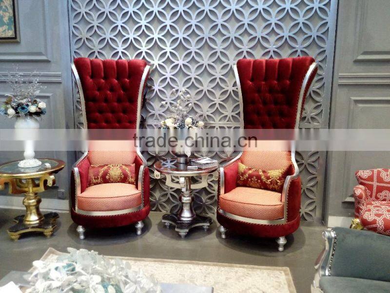 FF2058 fancy fun luxury high back decoration leisure chair red velvet wedding chair hotel photo studio shop window chair