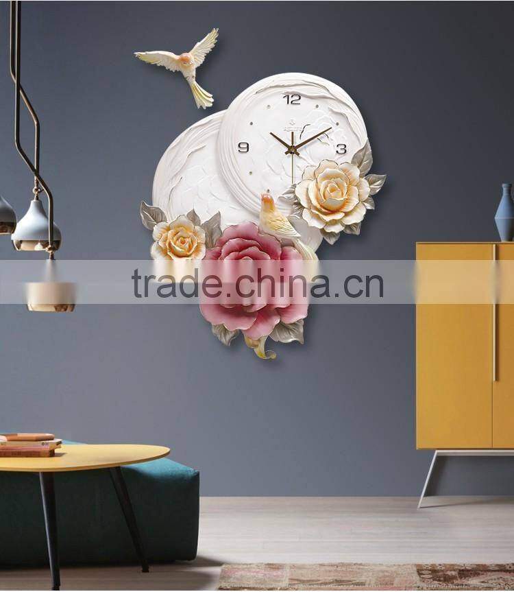 M11A Momoda Living room Creative modern hanging fancy elegant 3D flower wall clock quiet quartz decoration large wall clock