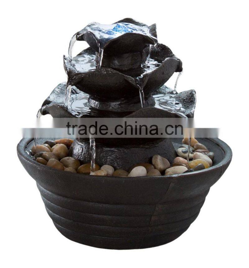 Three Tier Cascading Tabletop Fountain with LED Lights