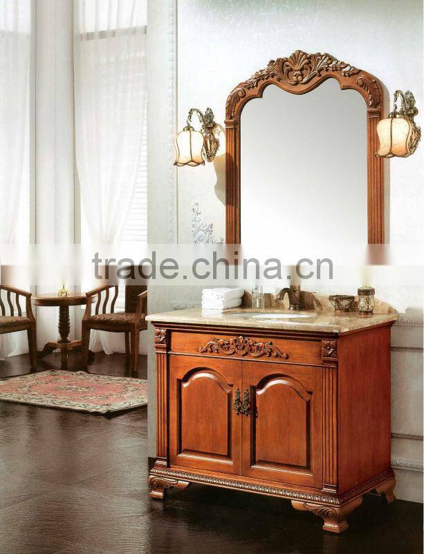 Quality custom vanity unit with marble top,Classic vanities bathroom,Hand carved bathroom cabinet(BF08-4129)