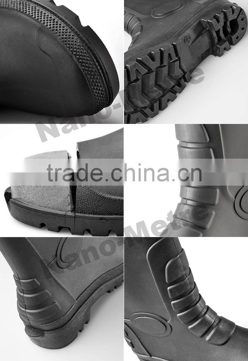 NMSAFETY black safety rain boots/high cut pvc rain boots/cheap pvc garden rain boots