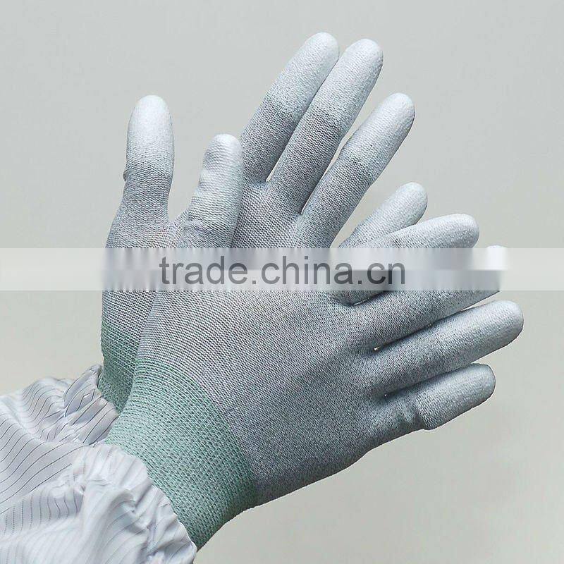 Antistatic assembly glove with pu coated in fingertip