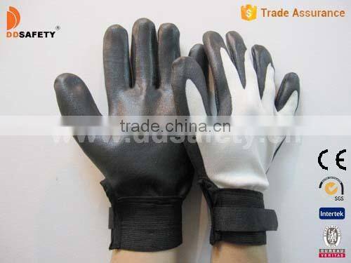 DDSAFETY 2017 13 Gauge Double Layer White Nylon Liner Black Nitrile Gloves