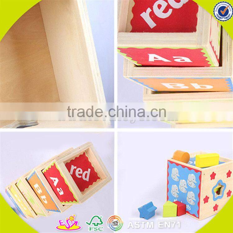 Wholesale cheap kids wooden stacking cup toy hot sale baby wooden stacking cup toy funny wooden stacking cup toy W13D079