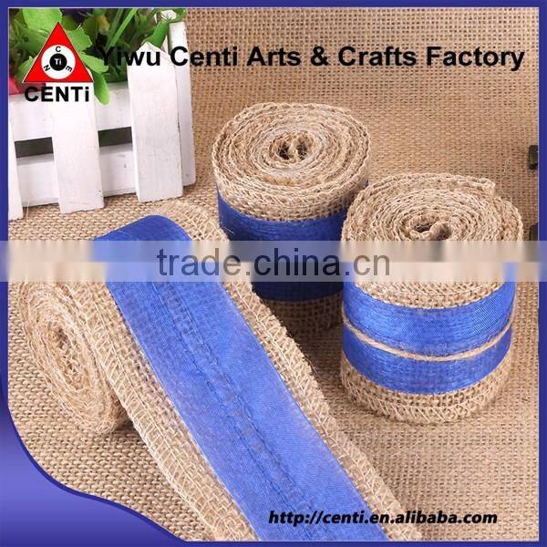 Natural Jute Hessian Burlap Ribbon with Lace Trims Tape Belting Strap Crafts