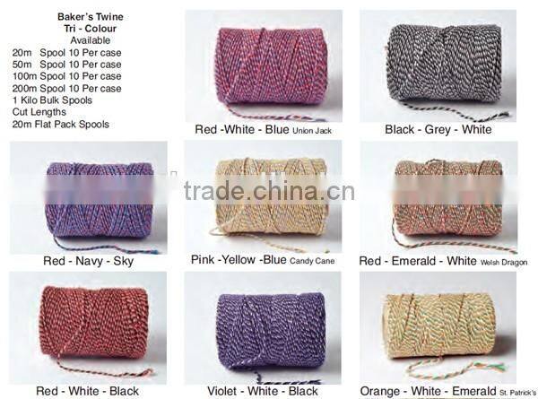 Quality red green and white tri coloured original cotton bakers twine for welsh dragon