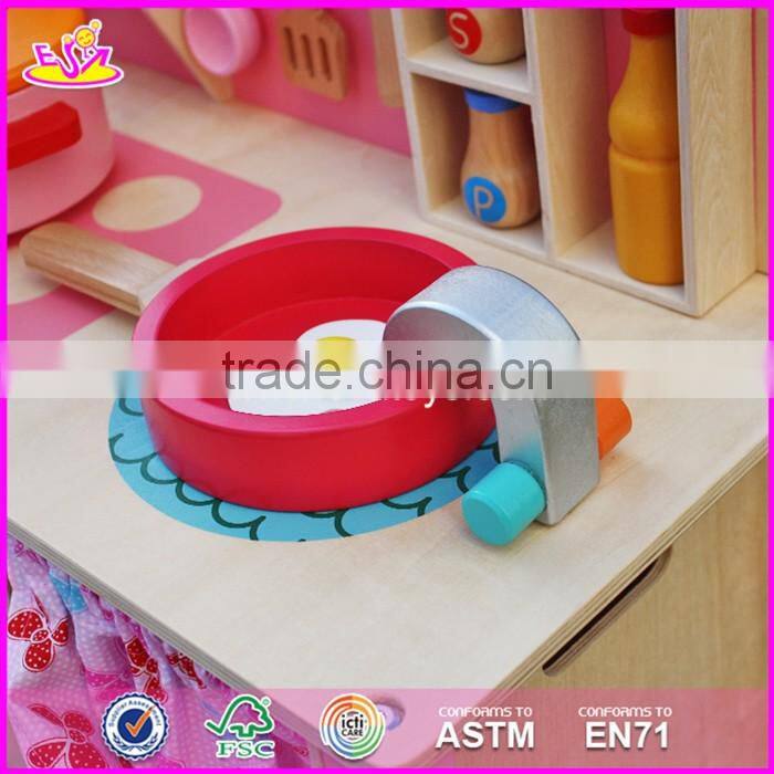 2017 New design pretend play pink wooden girls kitchen toys W10C150