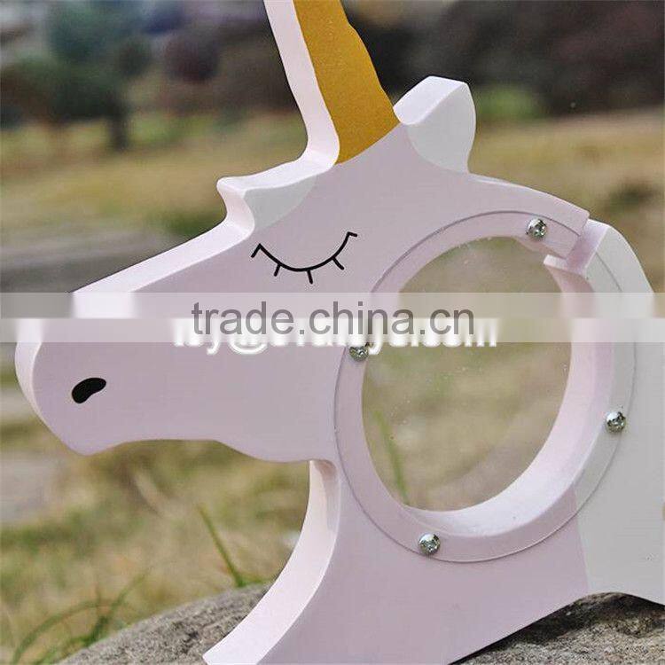 New design lovely wooden unicorn piggy bank for kids W02A257