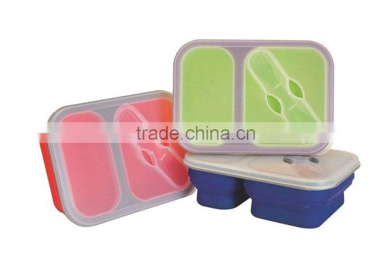 The Large Size Silicone Pack Away Lunch Box Folds Flat