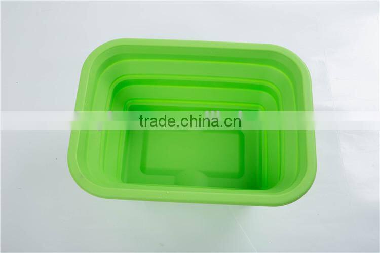 Silicone large vegetable foldable bowl,green yellow fruit bowl