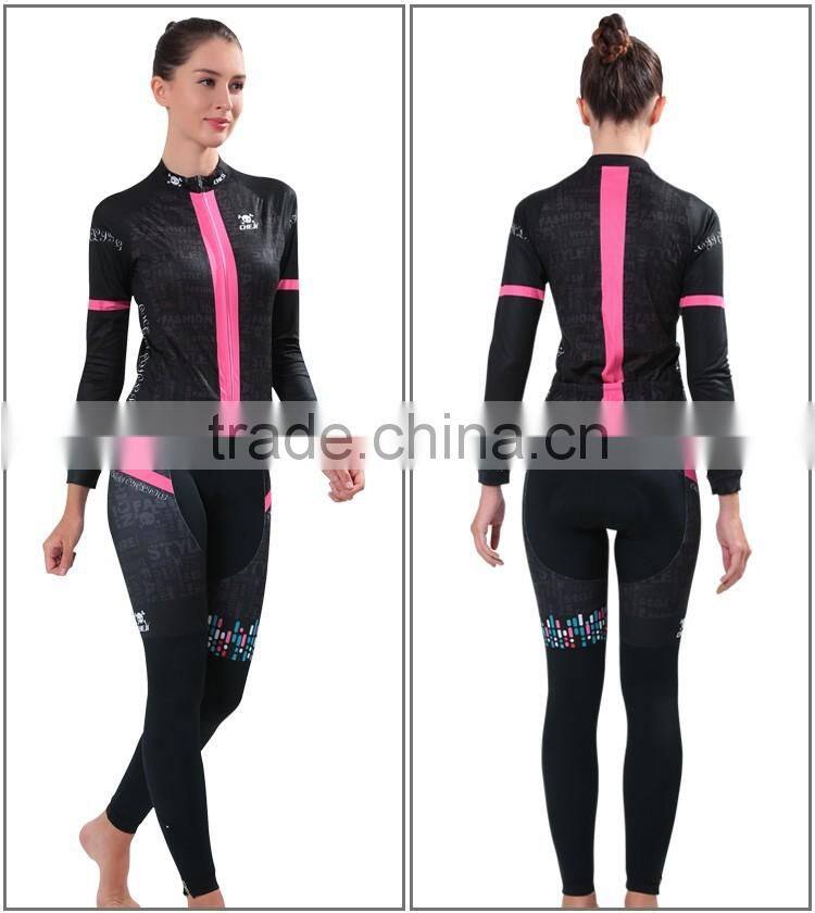 Wholesale women cycling wear jersey+trouser long sleeve bicycle sets bike clothes Custom Cycling Jersey set Sublimation