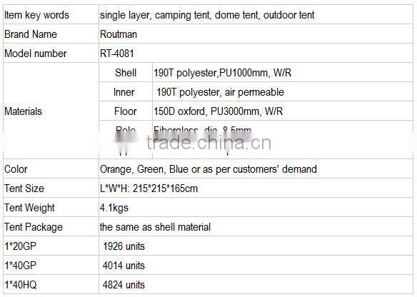 4 Person Fibreglass Poles Fishing Camping Tent