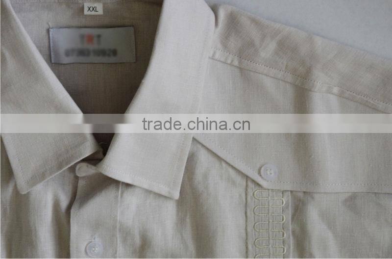 Men's 100% cotton Guayabera shirt with long sleeve and pintuck embroidery