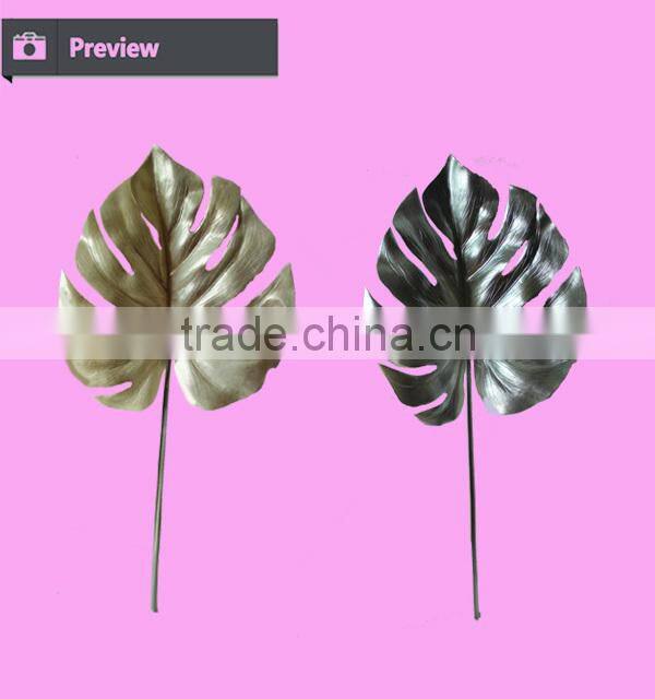 Artificial leaves for decoration sliver golden glitter leaves wedding decoration