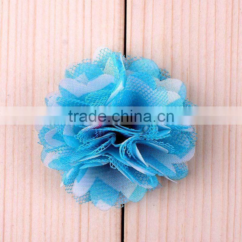 fabric and mesh flower clip for kids hair accessories