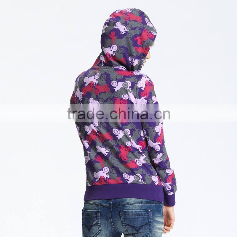 Wholesale custom New model fashion camo design womens all pull over screen print hoodies fancy hoodie factory price