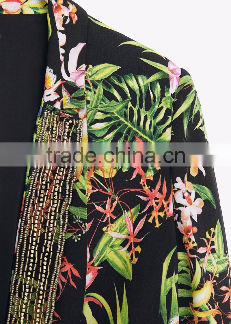 slim fit ladies beaded tweed blazer jacket designs