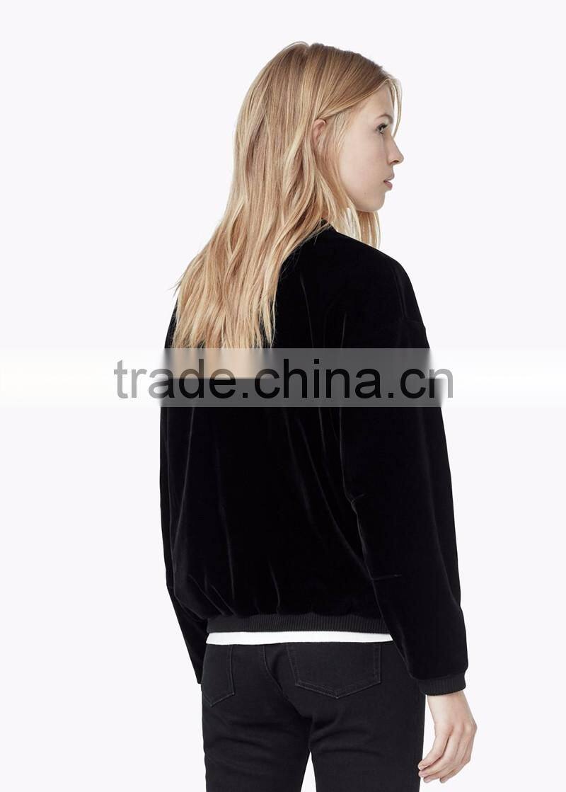 womens black custom made bomber velvet jacket for winter