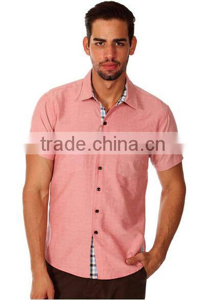 Men's Salmon Pink Cotton Chambray Shirt