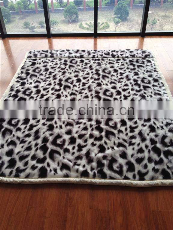 Korea style mink blanket leopard embossed plush raschel blanket fleece blanket