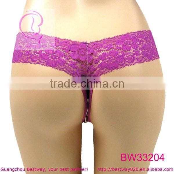 Sexy very hot thongs with soft lace waist variety pattern bright color fashion thong panties from Guangzhou Bestway Underwear