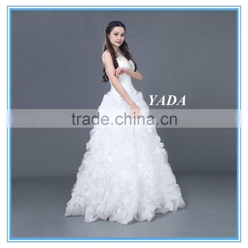 New Model Off Shoulder Elegant Handmade Beaded Wedding Dress 2016