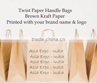 Kraft Paper Bags with Twisted Paper Handles and logo printed