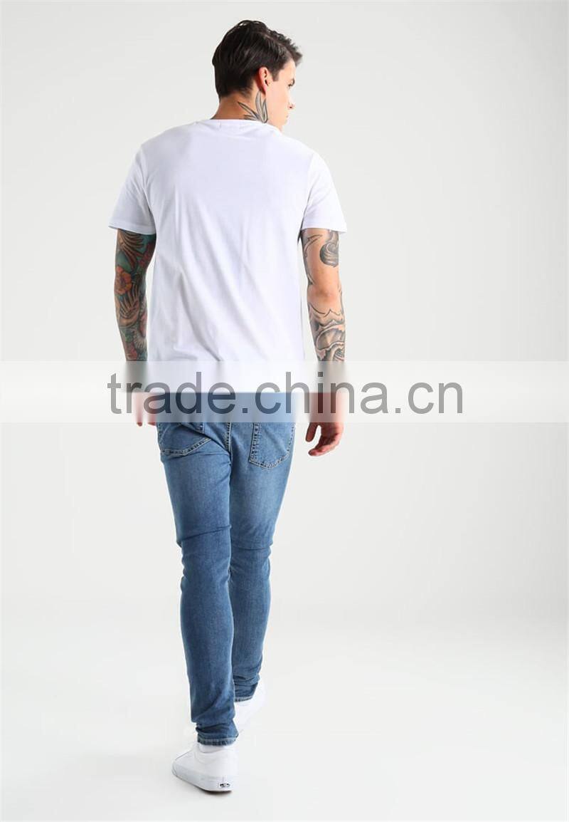 MGOO Latest Blank Organic Cotton T Shirts Mens White Fitness T Shirt Embroidered With Flora