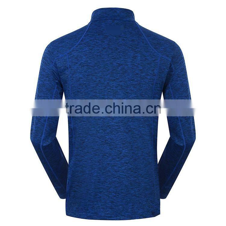Wholesale Polyester Dri-Fit Breathable Half-Zip Men Running Shirts with Long Sleeves