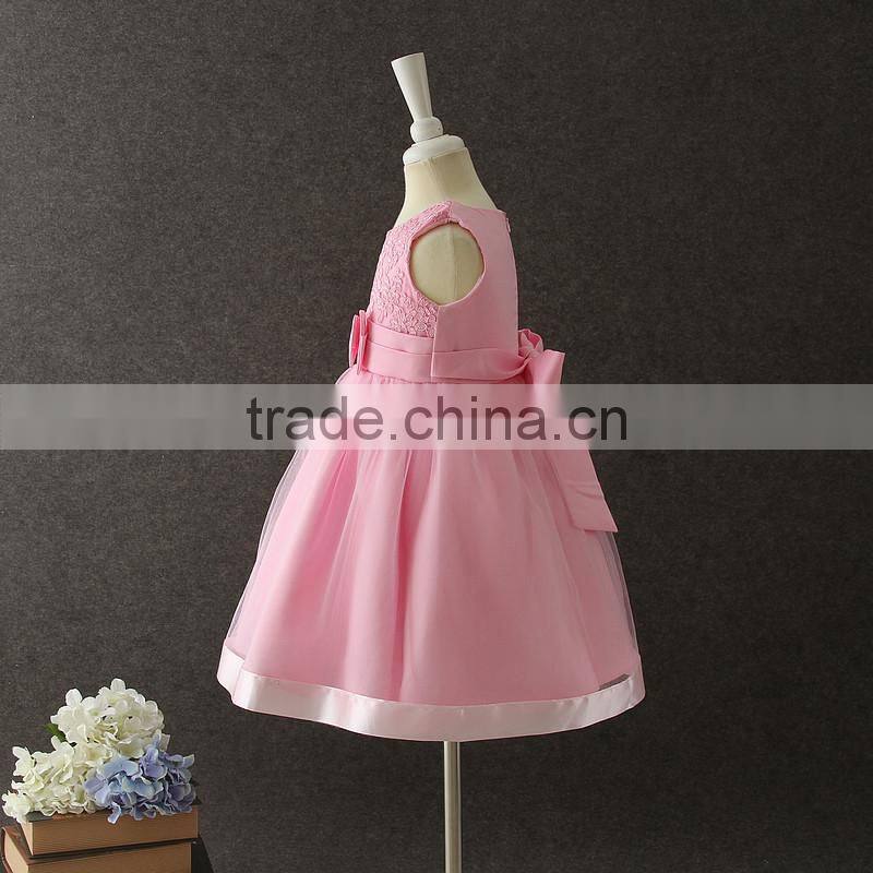 2017 girls dresses children frocks designs pink Lovely Bow-knot Vietnam 1 year baby girl dresses images first Communion dresses