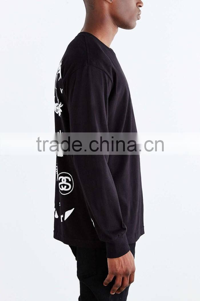 Black long sleeve roach plain t-shirts for men