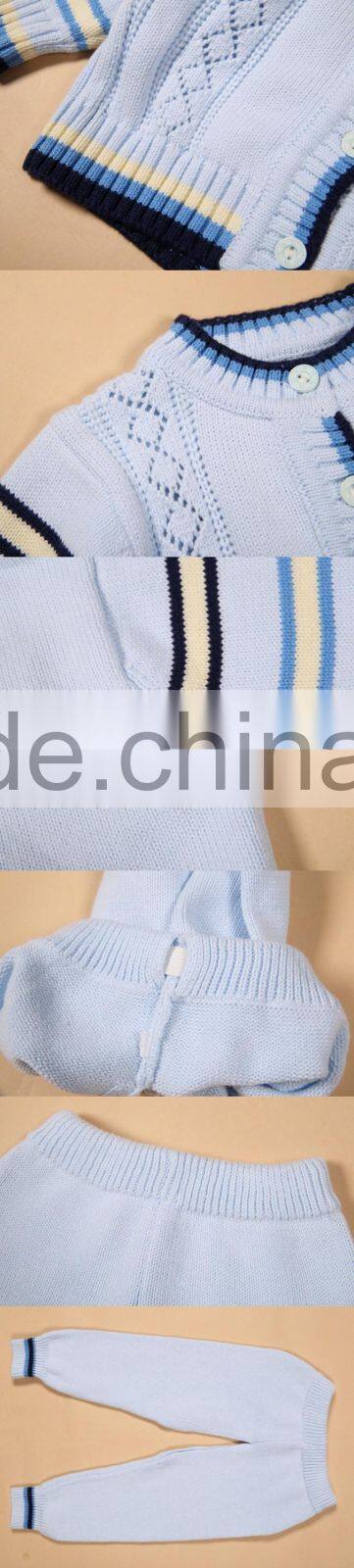 Fashion cute design baby knitted pink sweater clothing infant pant coats set