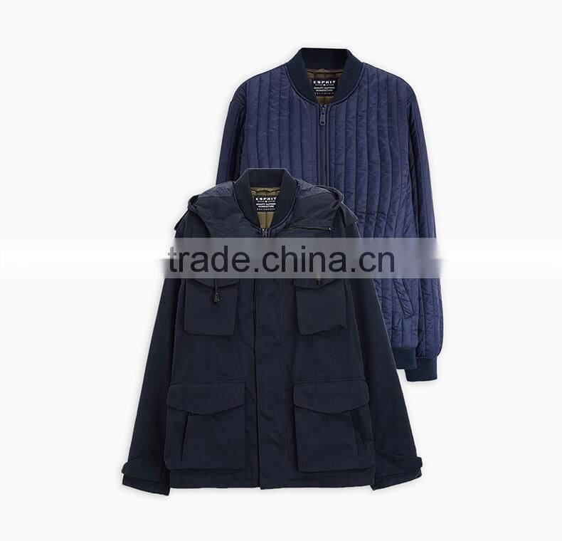 China Supplier Custom Winter Men'S 2-In-1 Detachable Padded Quilting Jacket