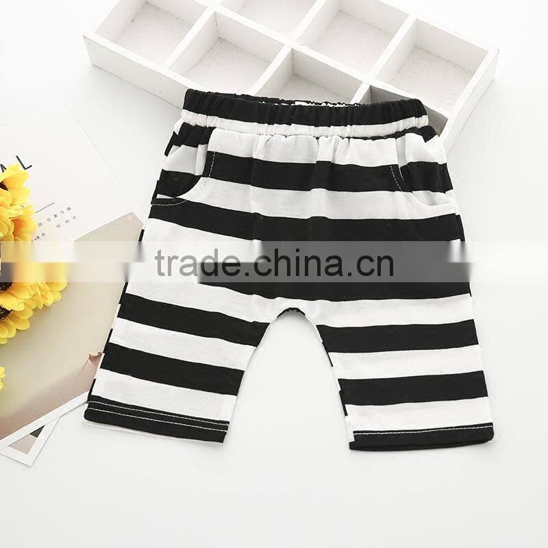 I Love Mama Knit Cotton Outfit White Undershirt Short-Sleeved Black White Striped Pants