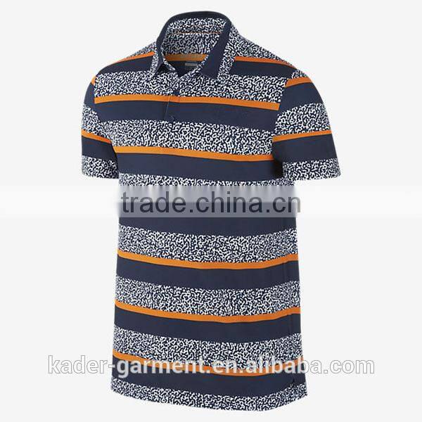 Wholesale Short Sleeve 100% Cotton Mens Polo Shirts With Highlight Stripe