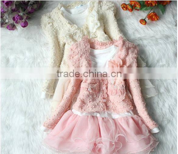 2014 Kids Girls Lace Skirt Dress+Coat Jacket 2Pcs Set Party Tulle Tutu Dress SV010612 #