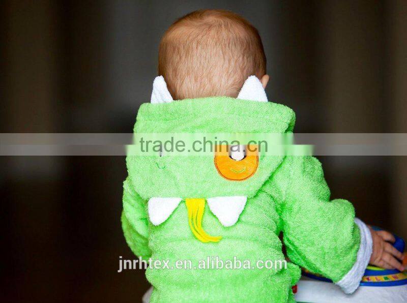 Green monster coton bathrobe and towel,baby terry bathrobe wholesale
