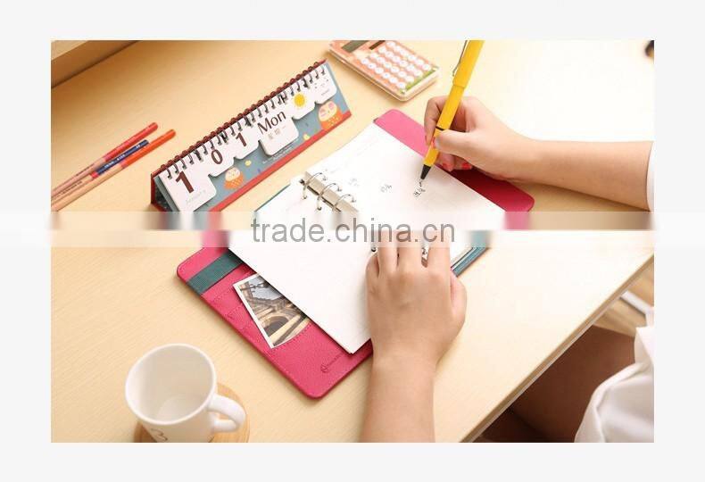 A6 PU cover agenda planner with elastic band loose leaf binding diary customizable planner
