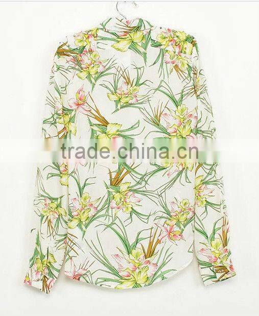 fancy chiffon shirts for fashion ladies wear/long sleeves shirt