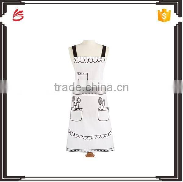 Cheap white fashion cotton apron custom apron